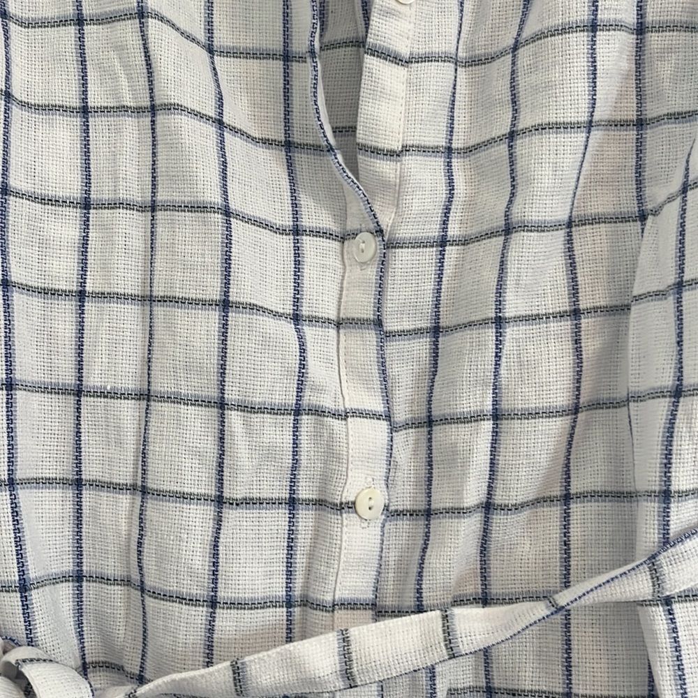 NWT Eden Society Blue White Black Plaid Tie Waist Shirt Dress Button Front Small - Picture 3 of 6